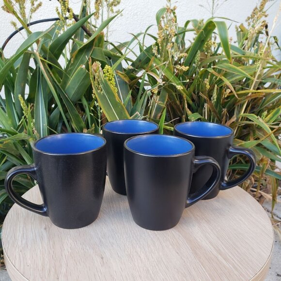 NEW Stone Lain 4 Piece Stoneware mugs cups Coffee Tea dishes Dinnerware Set Blu - Picture 3 of 12